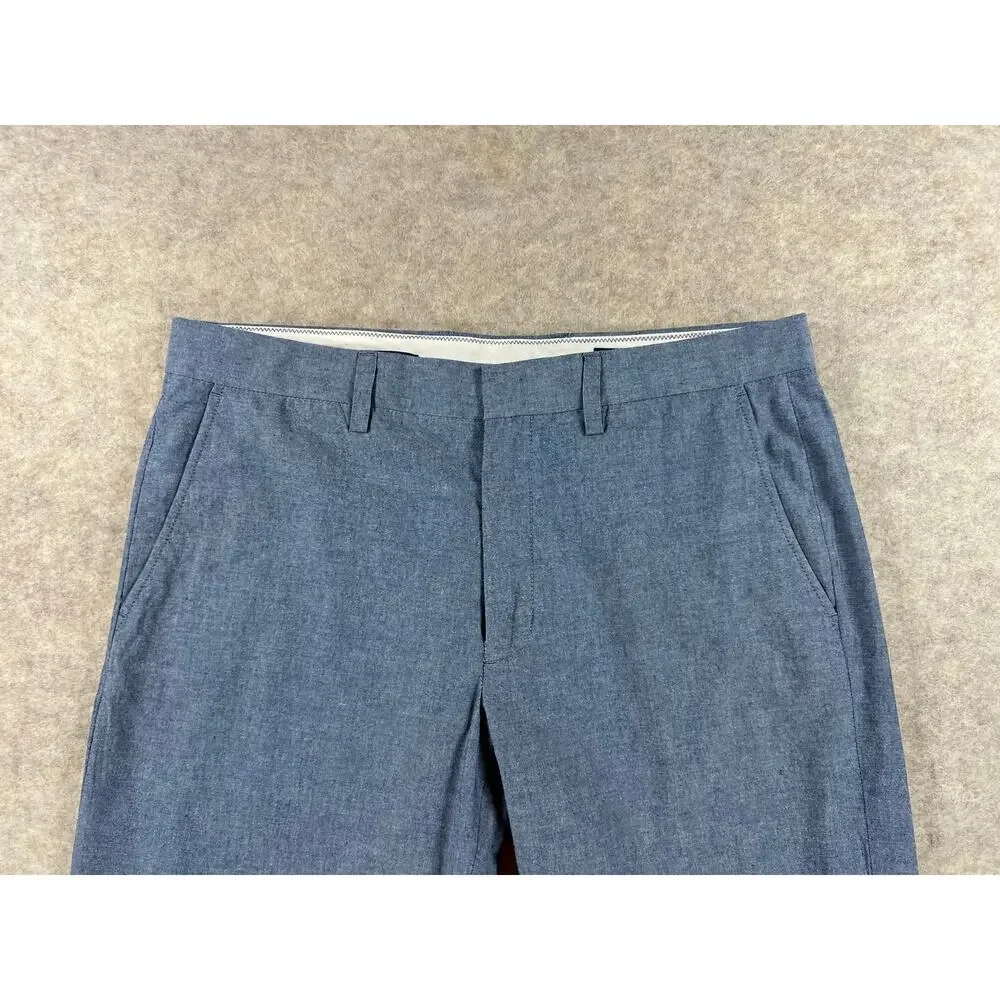 J. Crew Factory Men's Bedford Chambray Blue Dress Pants Size 34x30 (35x28.5)